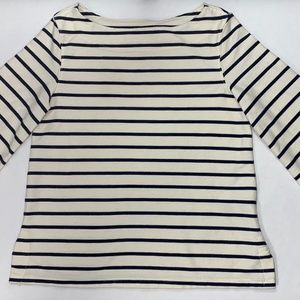 Navy blue striped bellbottoms sleeved blouse